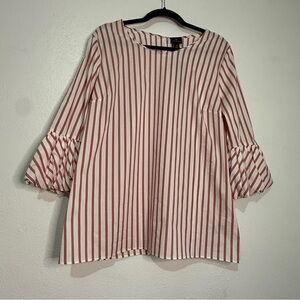 Worthington Red and White Striped Blouse w/. Sz XL. NWT.
